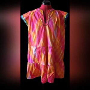 SALONI Vibrant Mini Dress in Pink and Orange